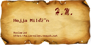 Hejja Milán névjegykártya